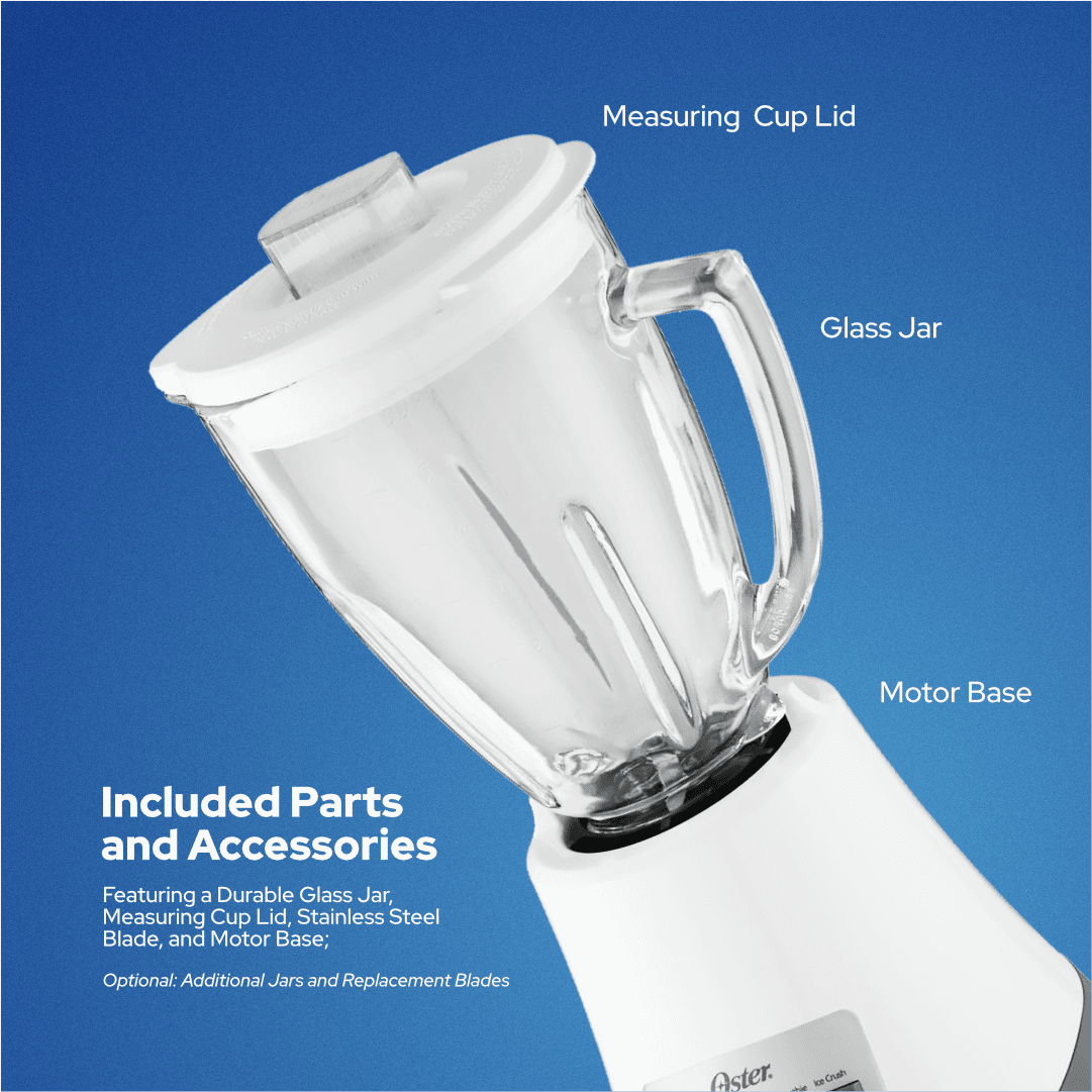 Oster 8-Speed Blender with All-Metal Driveâ„¢ System, 450 watts, Blender Shaker, Grinder, Food Chopper - Lorikeet