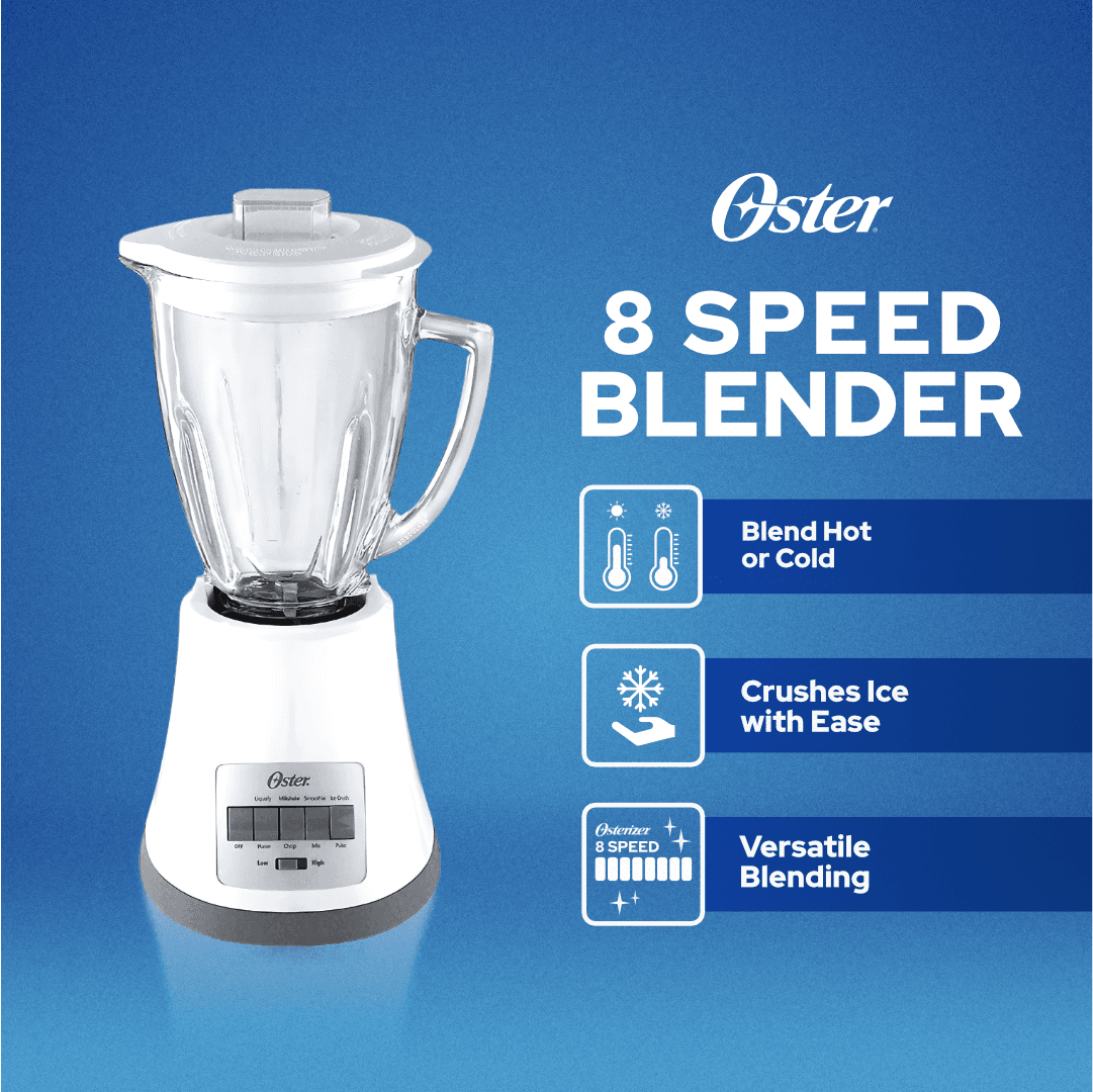 Oster 8-Speed Blender with All-Metal Driveâ„¢ System, 450 watts, Blender Shaker, Grinder, Food Chopper - Lorikeet