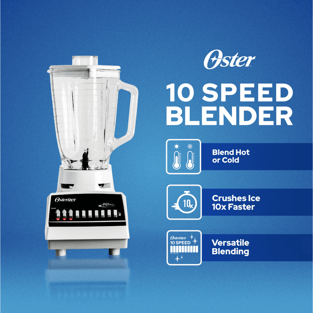 Oster 10-Speed Blender with 1.25L Heat Resistant Glass Jar (Heavy Duty Blender with Ice Crusher) + Glass Jar - Lorikeet