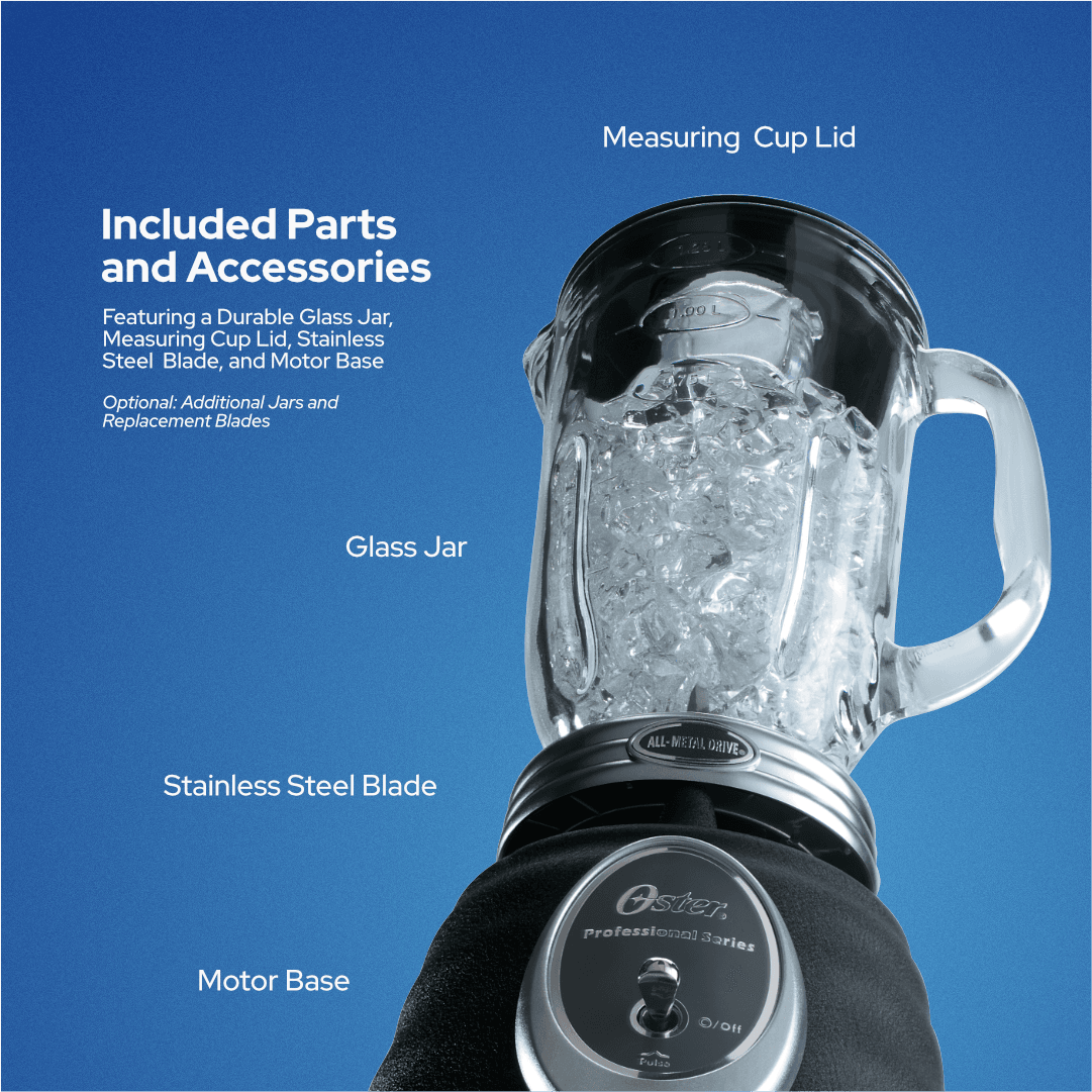Oster Professional Series Blender with All-Metal Driveâ„¢ System, 600 watts, Blender Shaker, Grinder, Food Chopper - Lorikeet