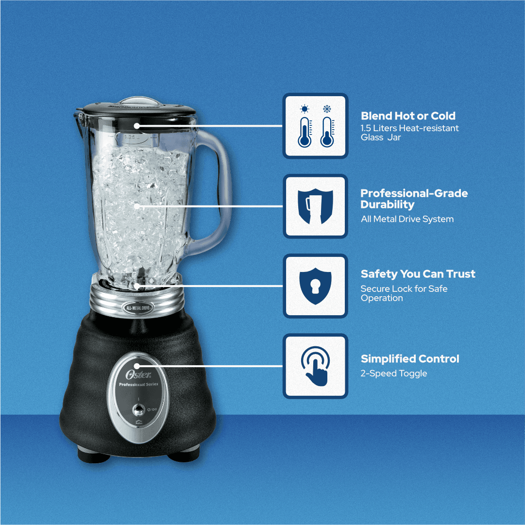 Oster Professional Series Blender with All-Metal Driveâ„¢ System, 600 watts, Blender Shaker, Grinder, Food Chopper - Lorikeet