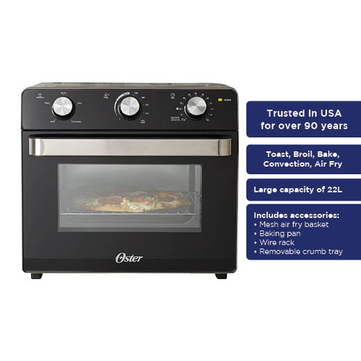 OVENTE Air Fryer Toaster Oven Combo,1700W Power & Free Accessories, New-  Silver OFM2025BR 